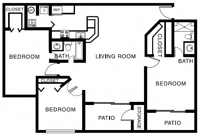 Floor plan layout diagram for 3B