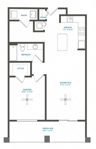 Floor plan layout diagram for 1B
