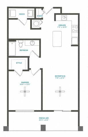Floor plan layout diagram for 1B Den balcony Renovation 2