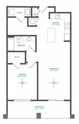 1B Den balcony Renovation 2 floor plan