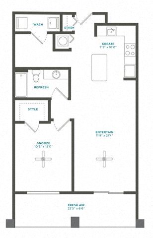 1B Den balcony Renovation 4 floor plan