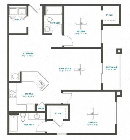 Floor plan layout diagram for 2C