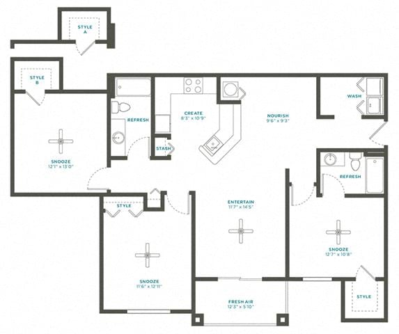Floor plan layout diagram for 3A