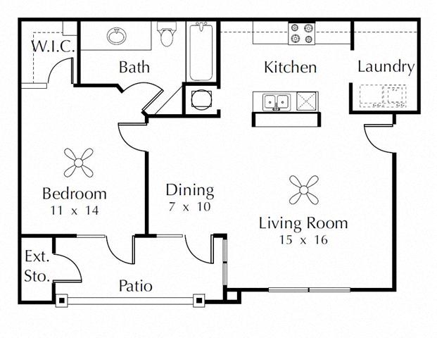 Floor plan layout diagram for 1B Renovation 3