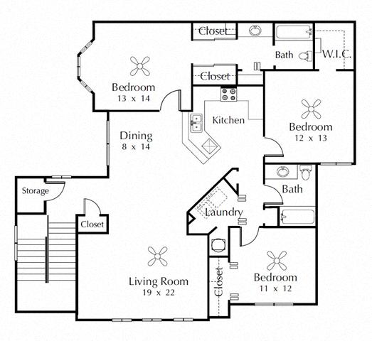 Floor plan layout diagram for 3A Renovation 2