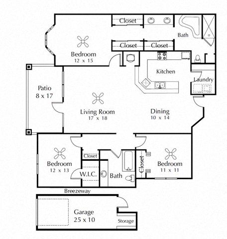 Floor plan layout diagram for 3B