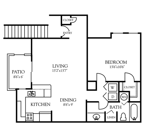 Floor plan layout diagram for 1B Renovation 2