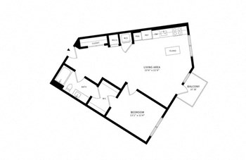 1W w/ Balcony floor plan
