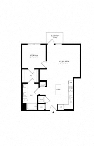 Floor plan layout diagram for 1Y w/ Balcony