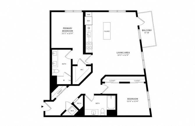 Floor plan layout diagram for 2C