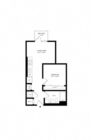 Floor plan layout diagram for Jr 1H w/ Balcony