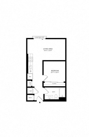 Floor plan layout diagram for Jr 1L w/ Balcony