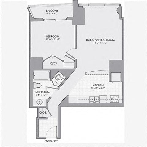 Floor plan layout diagram for 1B