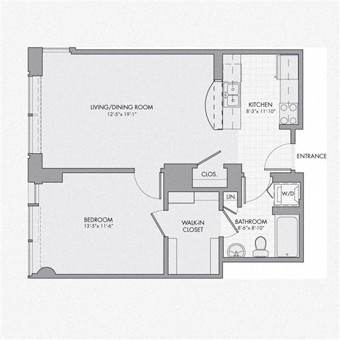 Floor plan layout diagram for 1C