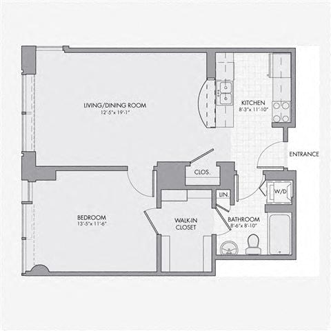 Floor plan layout diagram for 1D Penthouse