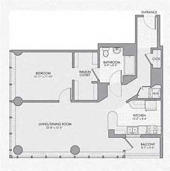 1L w/ Balcony floor plan