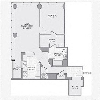 1M w/ Balcony floor plan