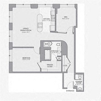 1P Den floor plan