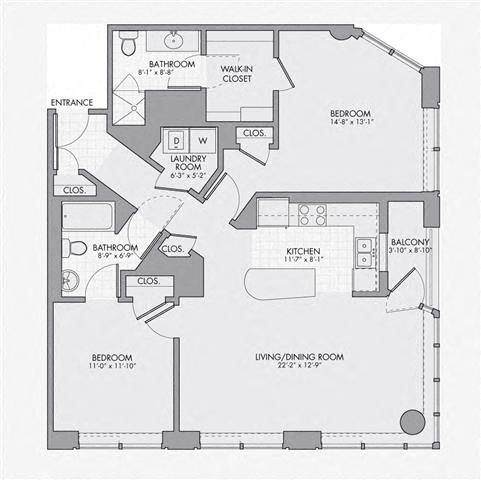 Floor plan layout diagram for 2F w/ Balcony