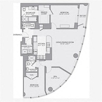 2K Den w/ Balcony floor plan