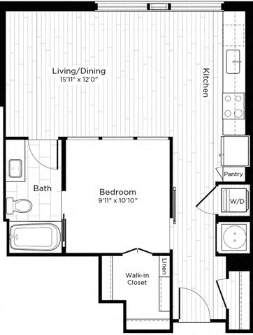 Floor plan layout diagram for 1B