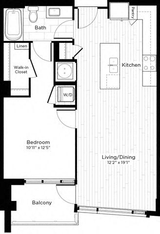 1H w/ Balcony floor plan