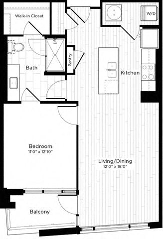 1Q w/ Balcony floor plan