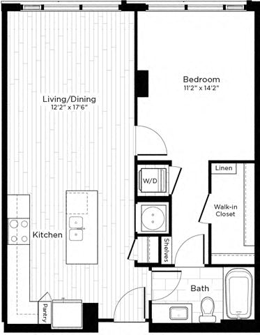 Floor plan layout diagram for 1T