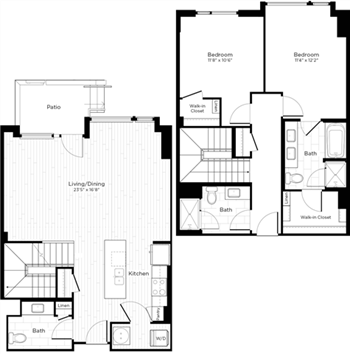 2AB Townhome w/ Balcony floor plan