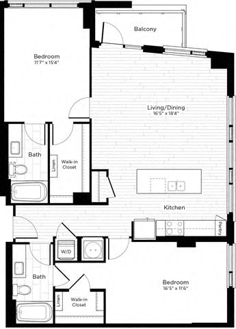 2X w/ Balcony floor plan