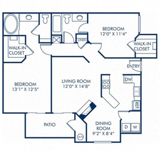 Floor plan layout diagram for 2B