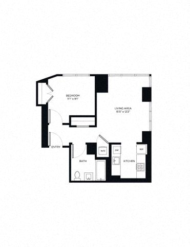Floor plan layout diagram for 1E
