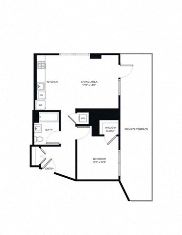 Floor plan layout diagram for 1R w/ Terrace