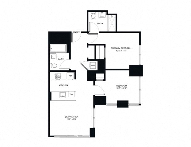 Floor plan layout diagram for 2B