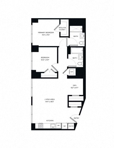Floor plan layout diagram for 2J