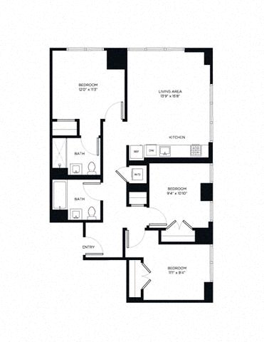 Floor plan layout diagram for 3A