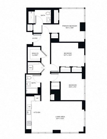 Floor plan layout diagram for 3B