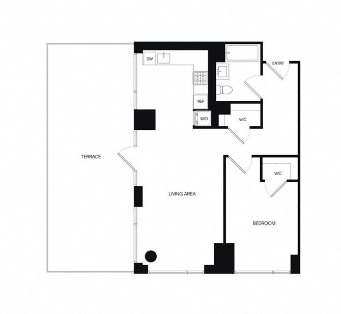 Floor plan layout diagram for 1AT w/ Terrace