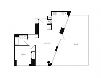 1BE Penthouse w/ Terrace floor plan