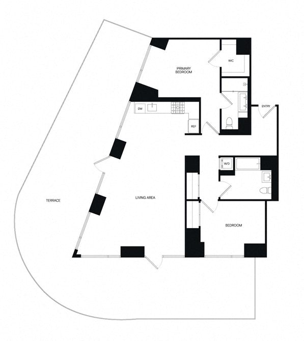 Floor plan layout diagram for 2AP w/ Terrace