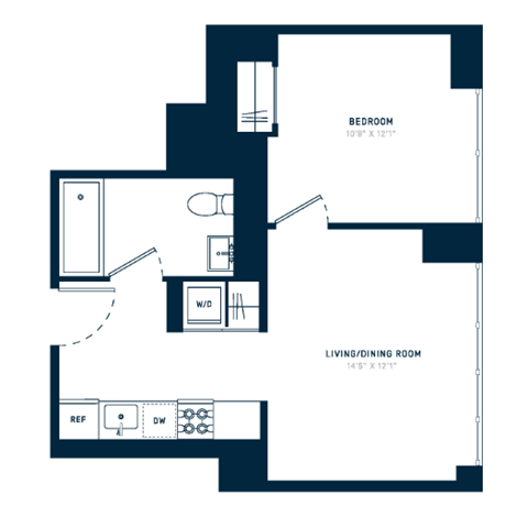 Floor plan layout diagram for 1B