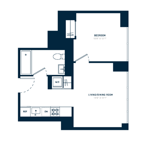Floor plan layout diagram for 1C Penthouse