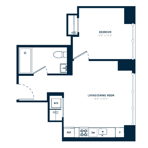 Floor plan layout diagram for 1E