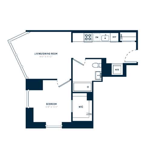 Floor plan layout diagram for 1J