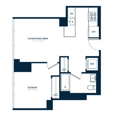 Floor plan layout diagram for 1P Penthouse
