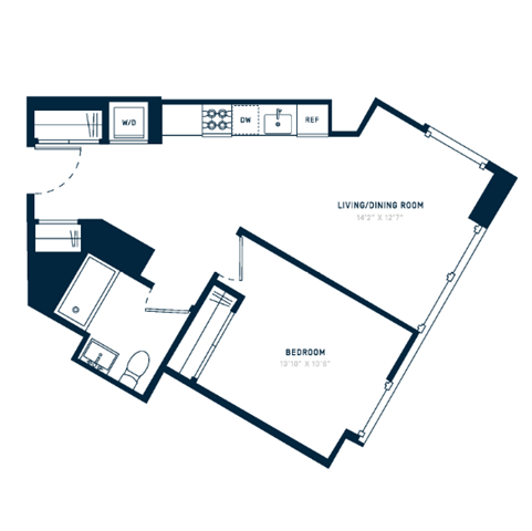 Floor plan layout diagram for 1T