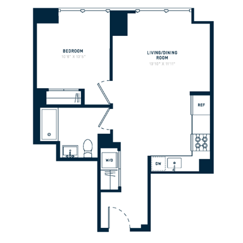 Floor plan layout diagram for 1U