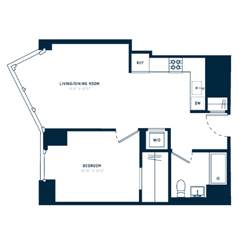 Floor plan layout diagram for 1W