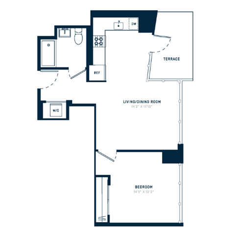 Floor plan layout diagram for 1Y w/ Terrace