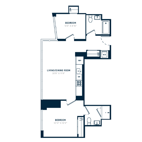 Floor plan layout diagram for 2C Penthouse